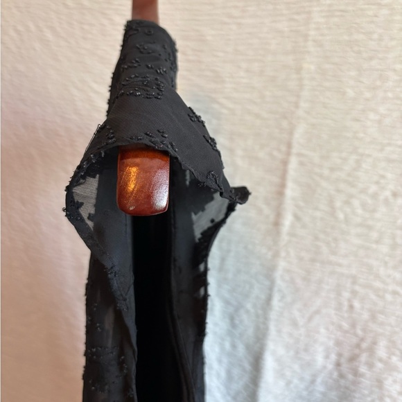 Elle Black Beaded Women's Ruffle Sleeve Blouse - Picture 5 of 10